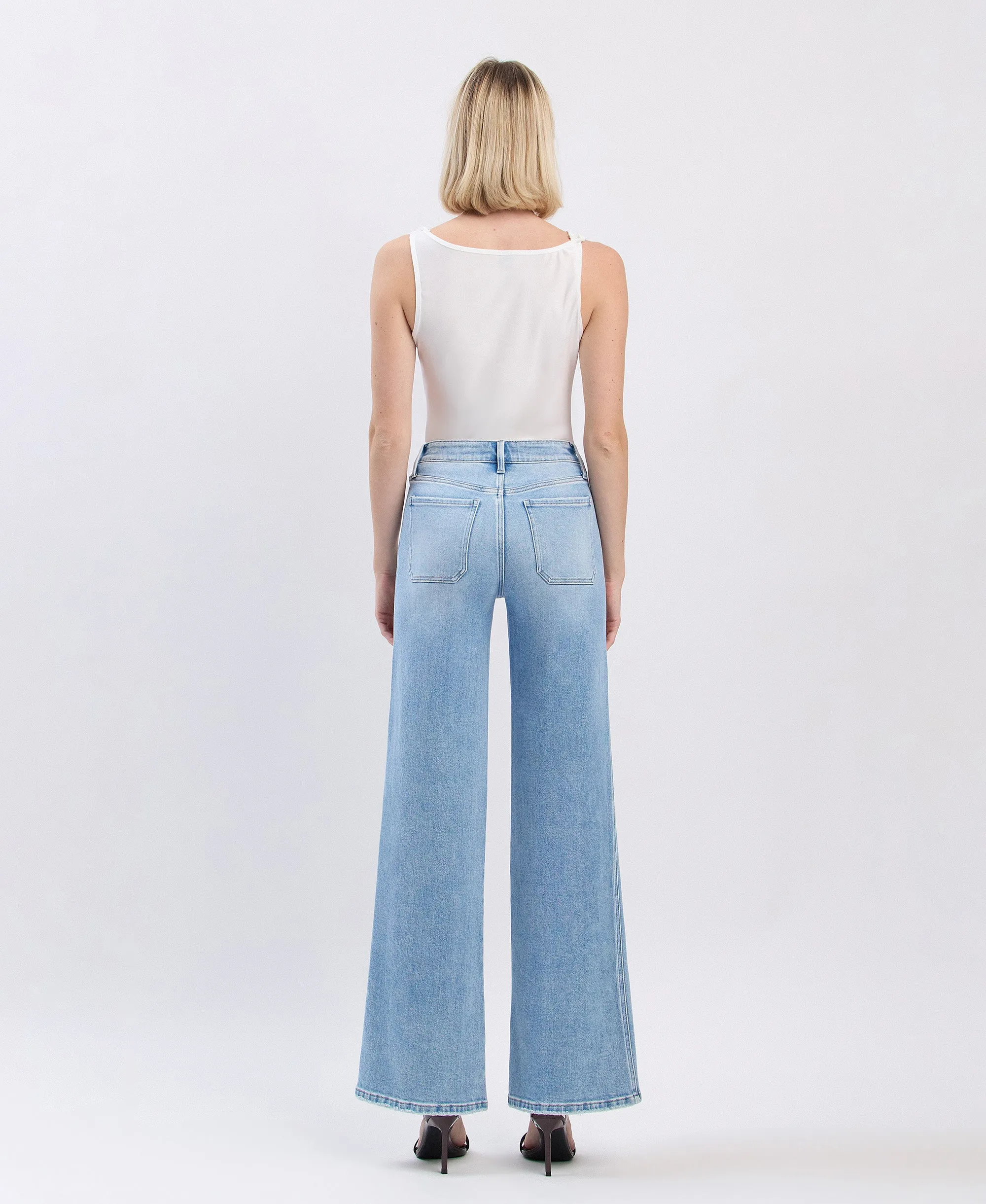 Apus - High Rise Patch Pocket Wide Leg Jeans