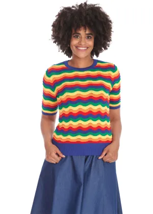 Banned Rainbow Waves 60's Jumper Multicolour