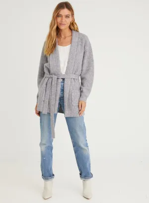 Bella Dahl - Long Sleeve Shawl Collar Cardigan in Heather Grey