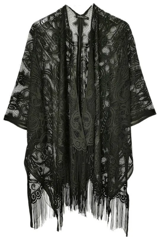 Black Lace Fringe Cover-Up