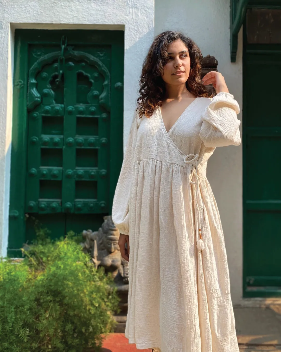 Blossom Angrakha Handwoven Kala Cotton Dress