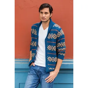 Blue Chakana Alpaca Men's Cardigan