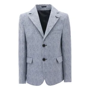 Blue Tweed Peak Lapel Blazer