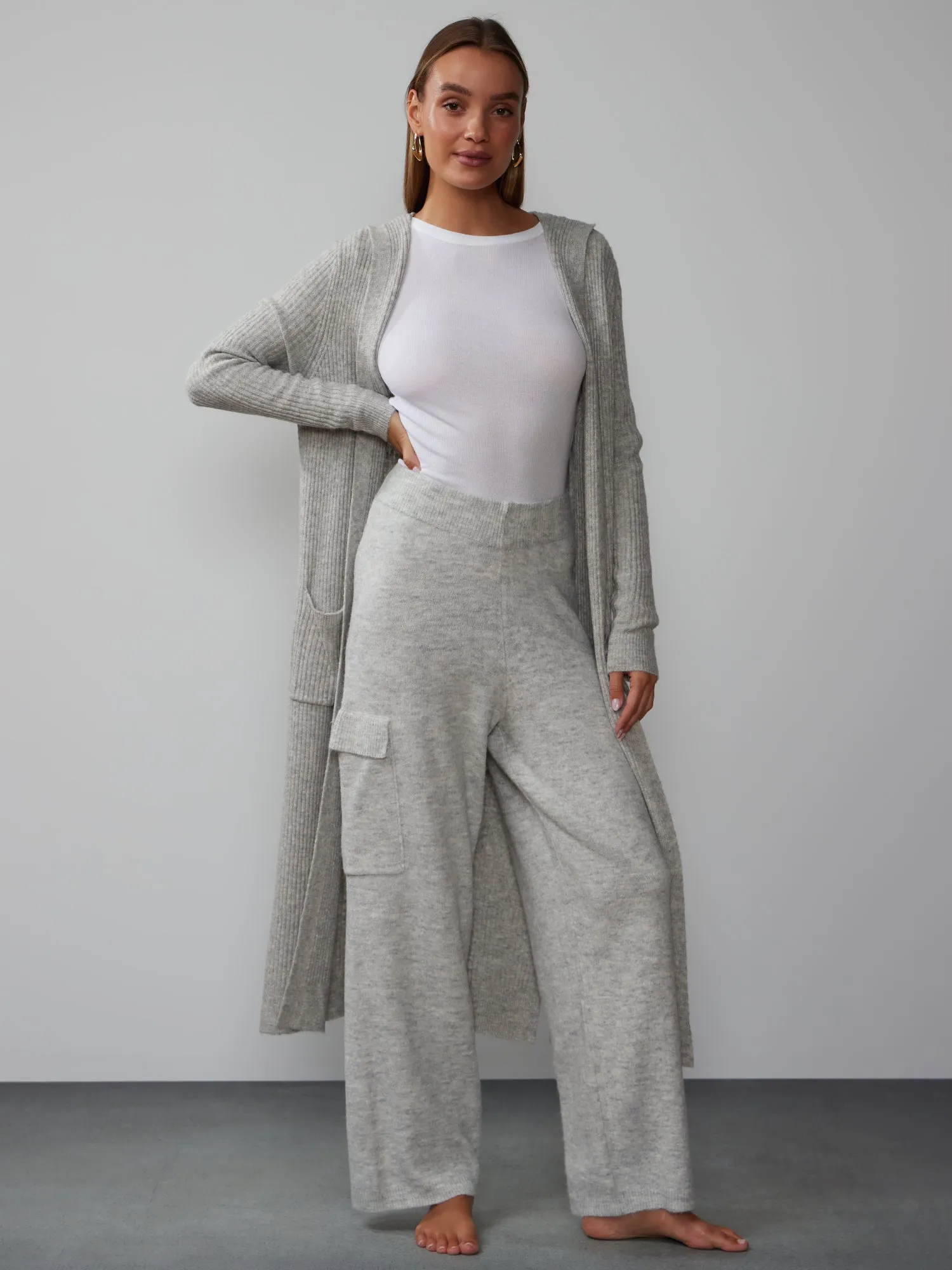 Brushed Wide Leg Cargo Lounge Pant