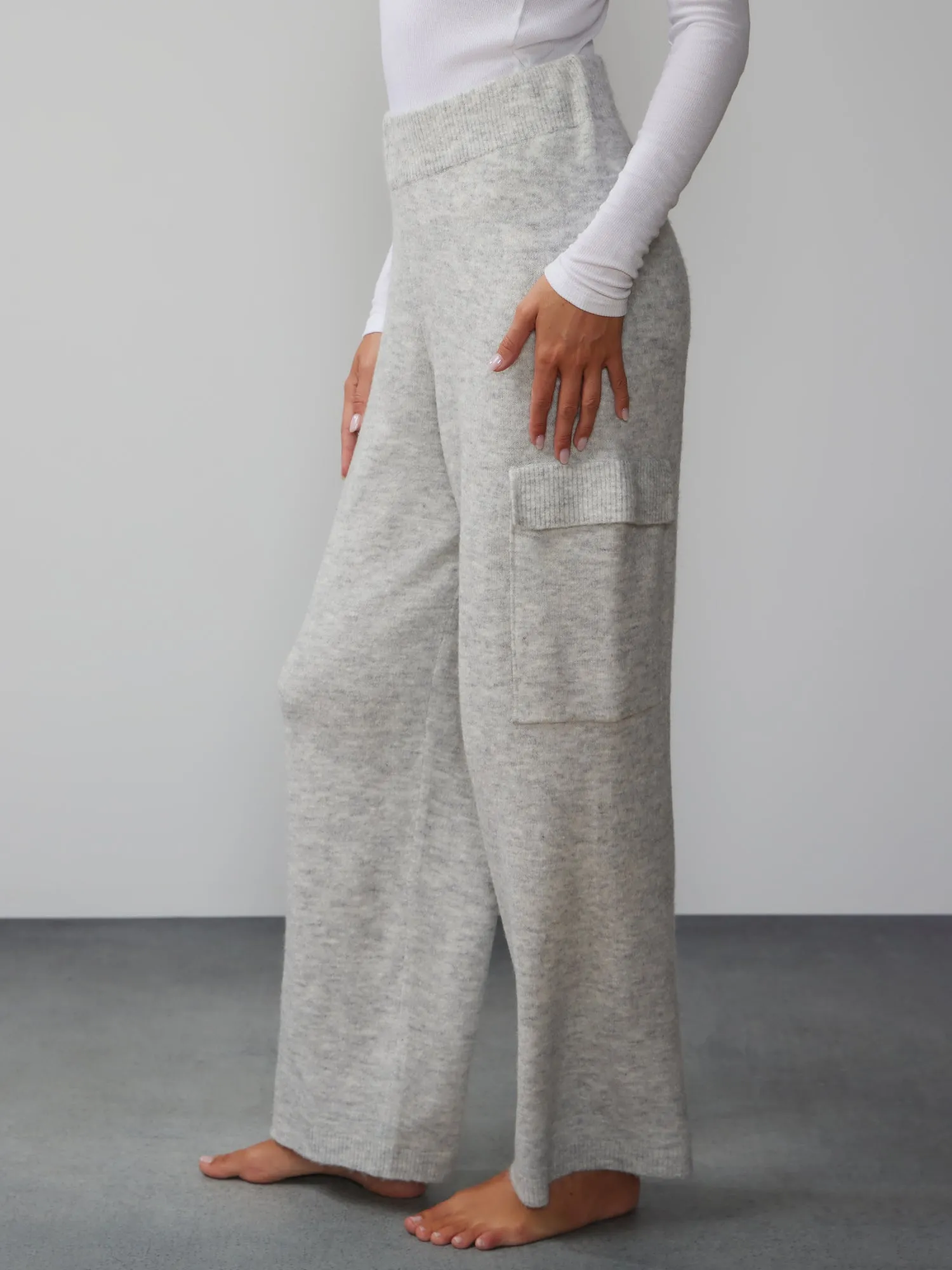 Brushed Wide Leg Cargo Lounge Pant