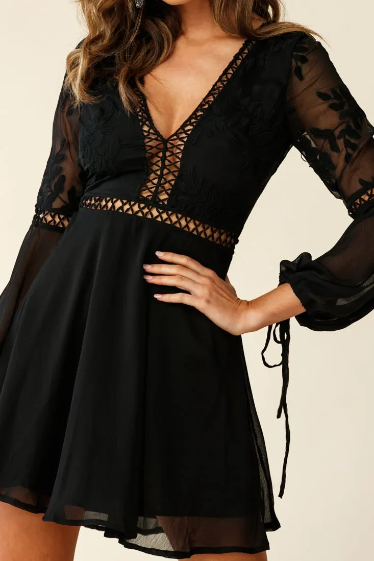 Carson Crochet Details Dress Black