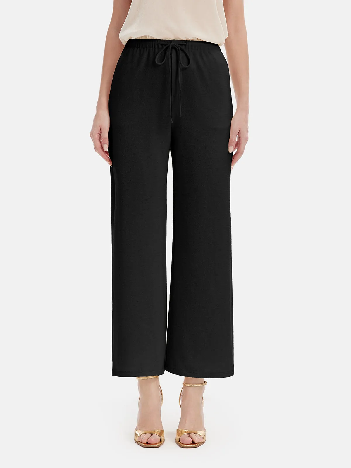 Cashmere Relaxed Tie-Waist Straight Pants