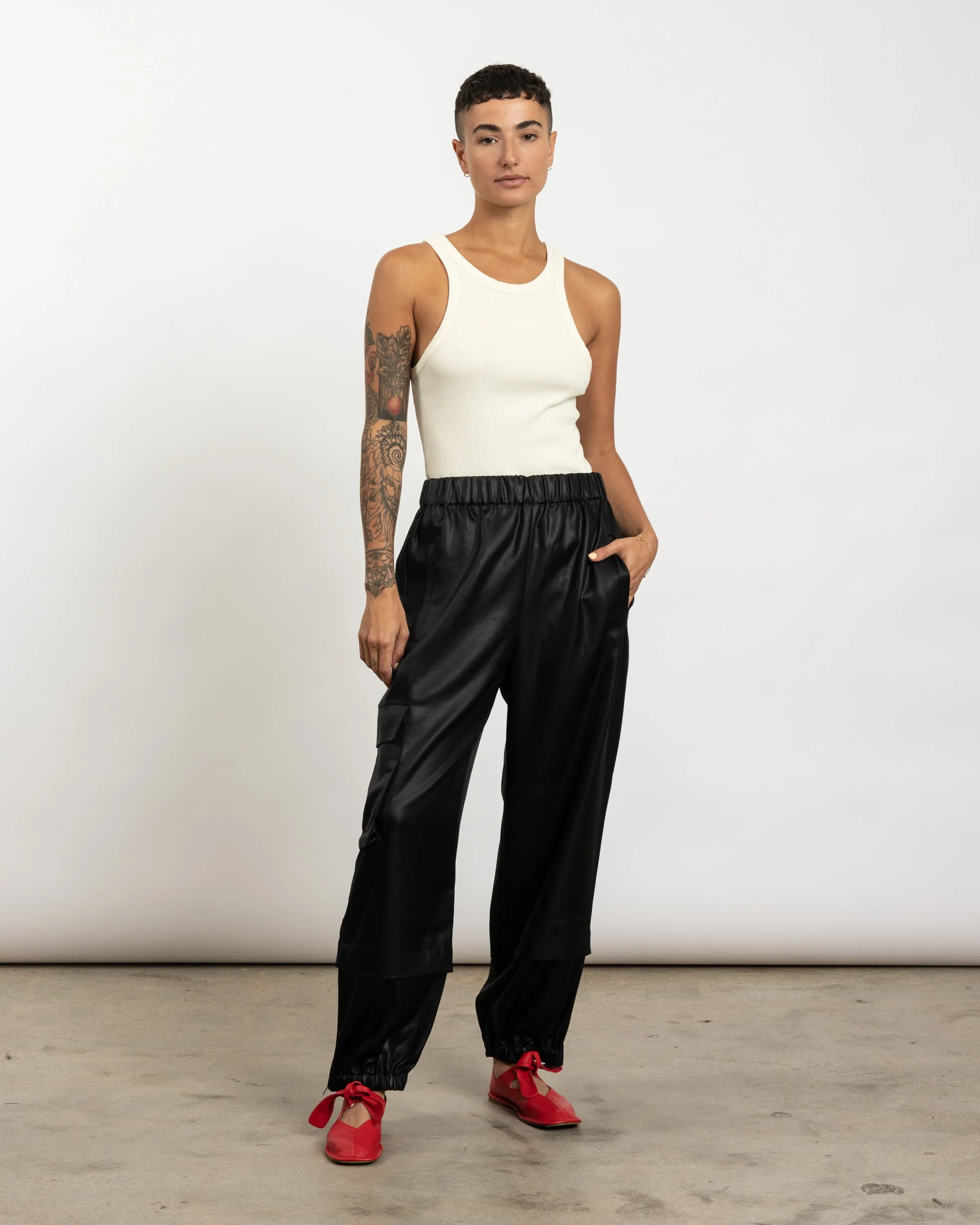 Celia Drape Jogger in Black