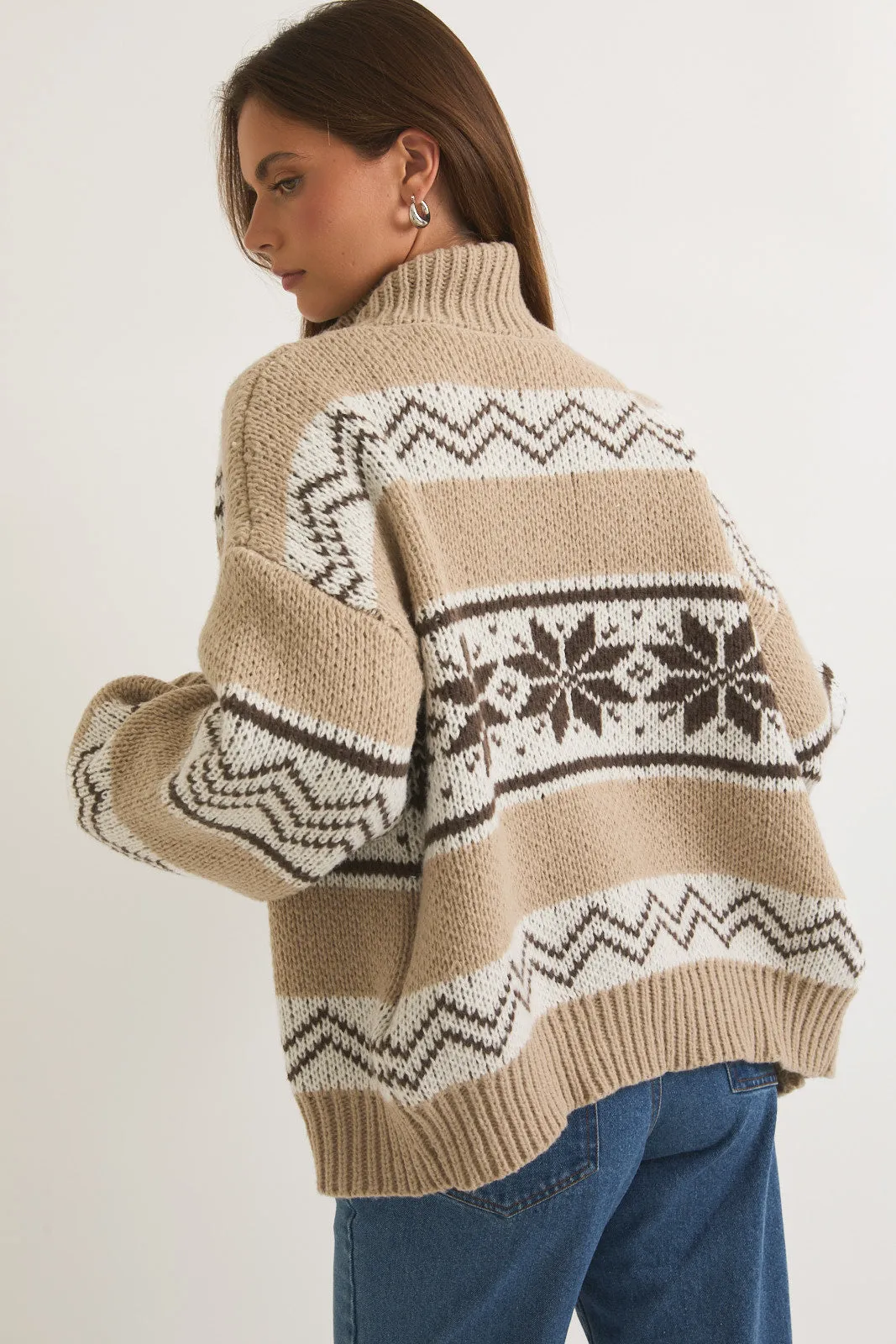 Chalet All Day Snowflake Zip Up Sweater Cardigan