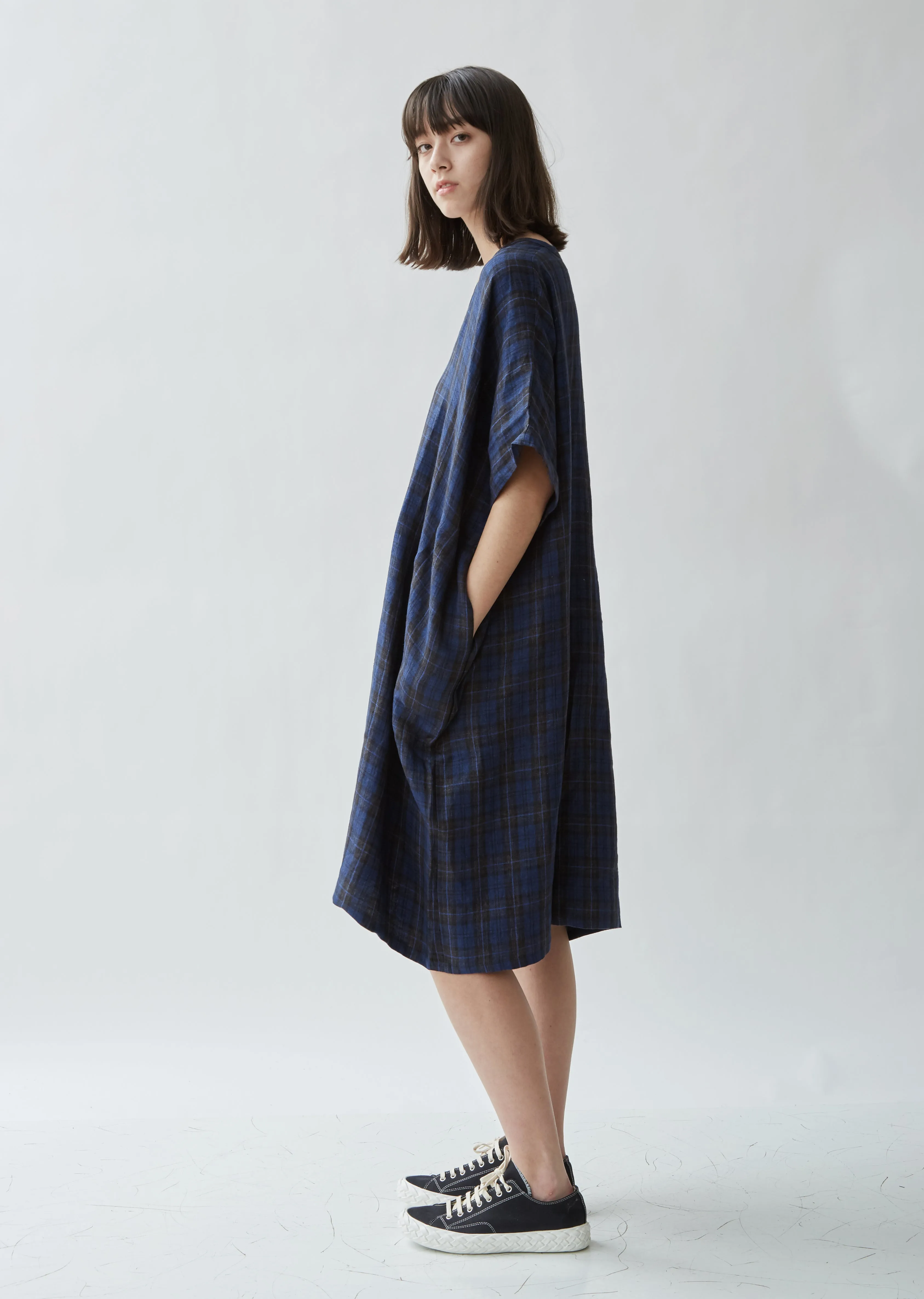 Checked Linen Kaftan