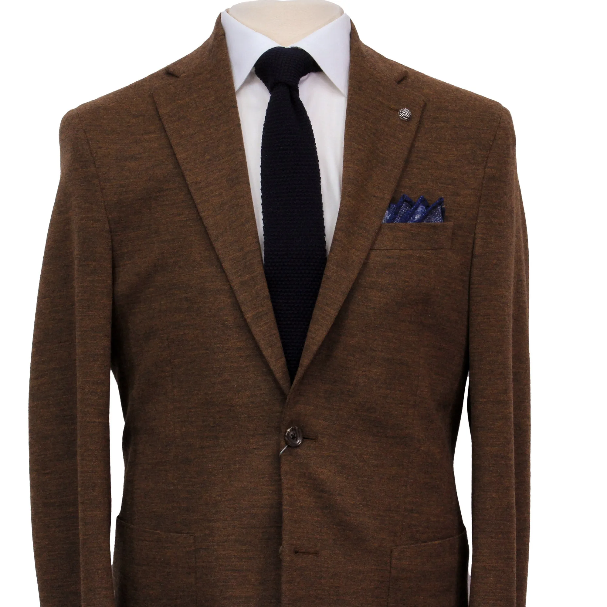 Chestnut Knit Hampton Contemporary Fit Soft Wool-Stretch Sport Jacket - Jack Victor