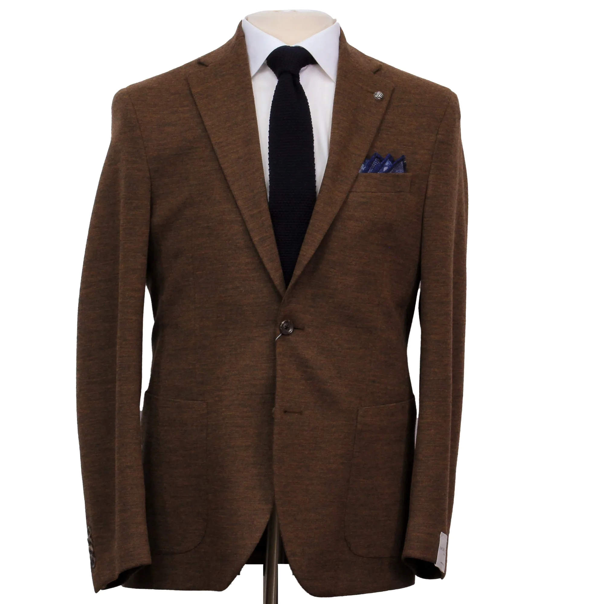 Chestnut Knit Hampton Contemporary Fit Soft Wool-Stretch Sport Jacket - Jack Victor