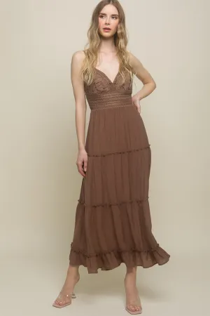 Cocoa Crochet Layered Panels Long Dress