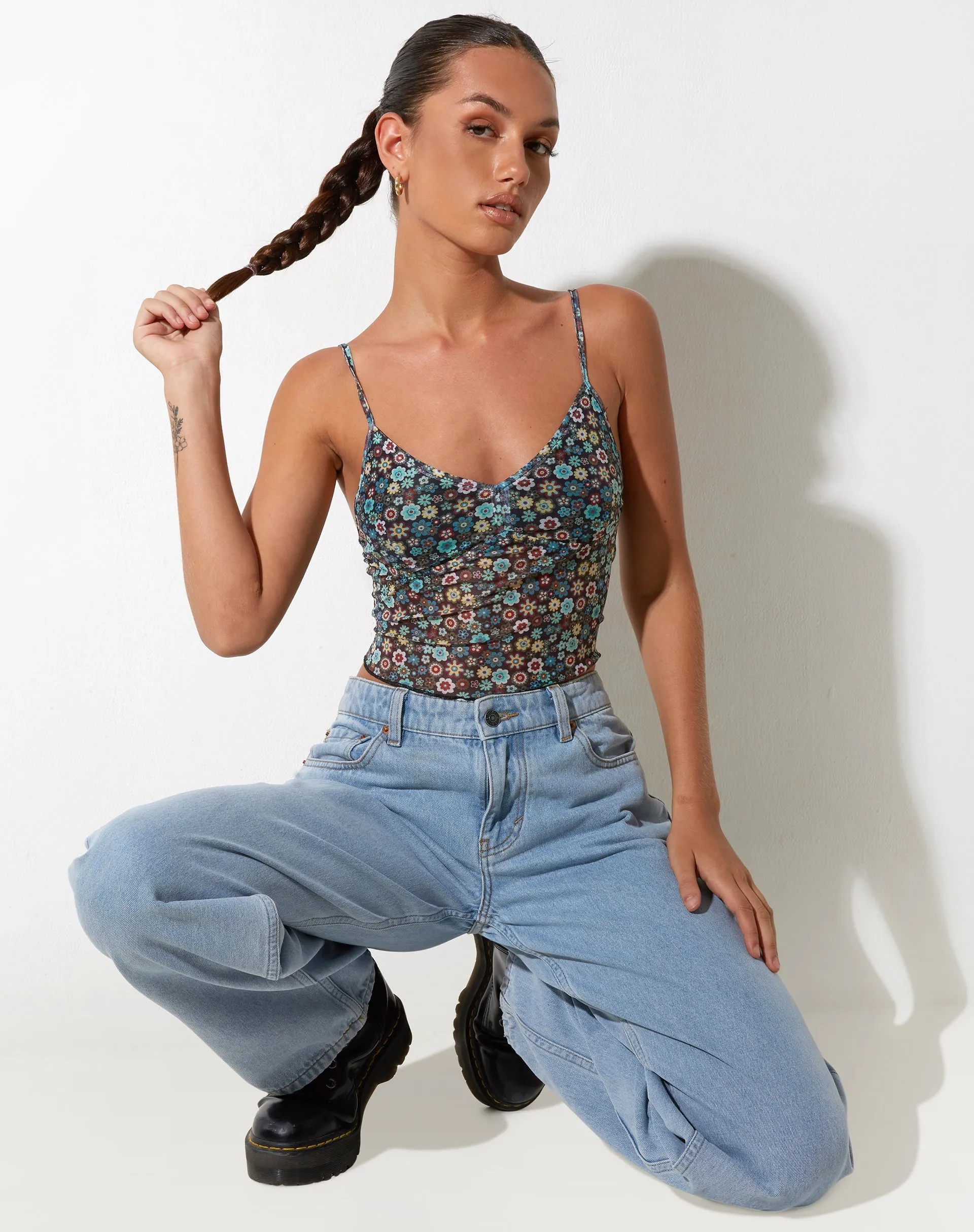 Conchita Crop Top in Folk Floral