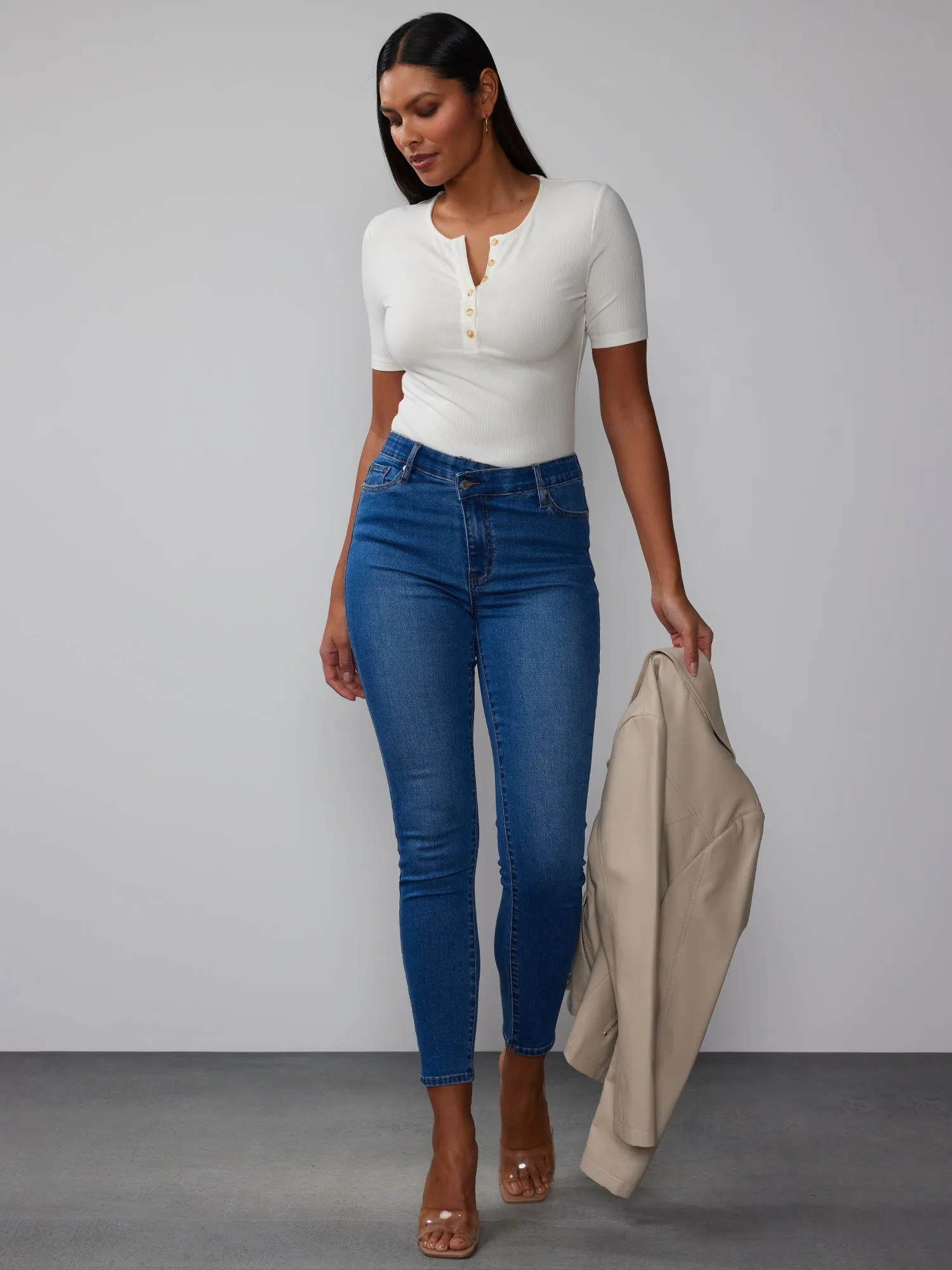 Curvy Cross-Waist Jeans