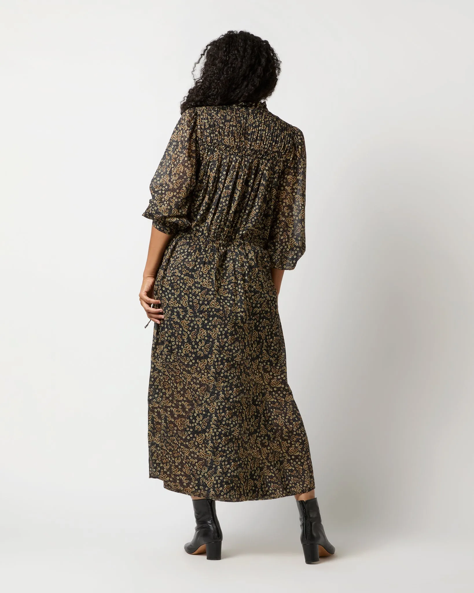 Dalida Dress in Black/Ochre