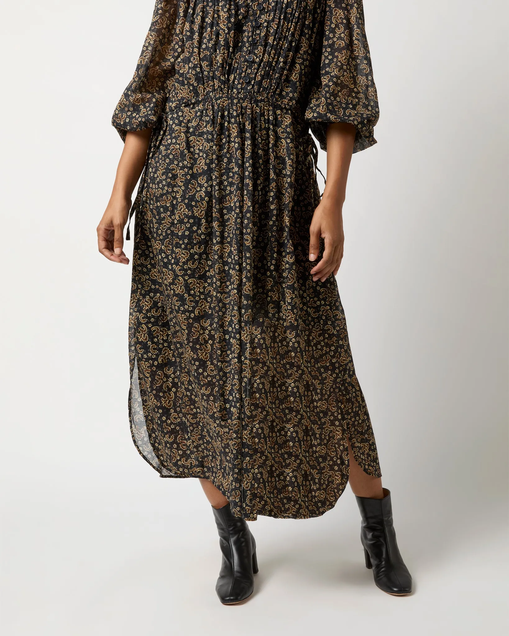 Dalida Dress in Black/Ochre