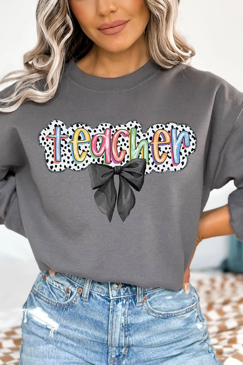 Dalmatian Dots Coquette Teacher Heavy-weight Crew Sweatshirt