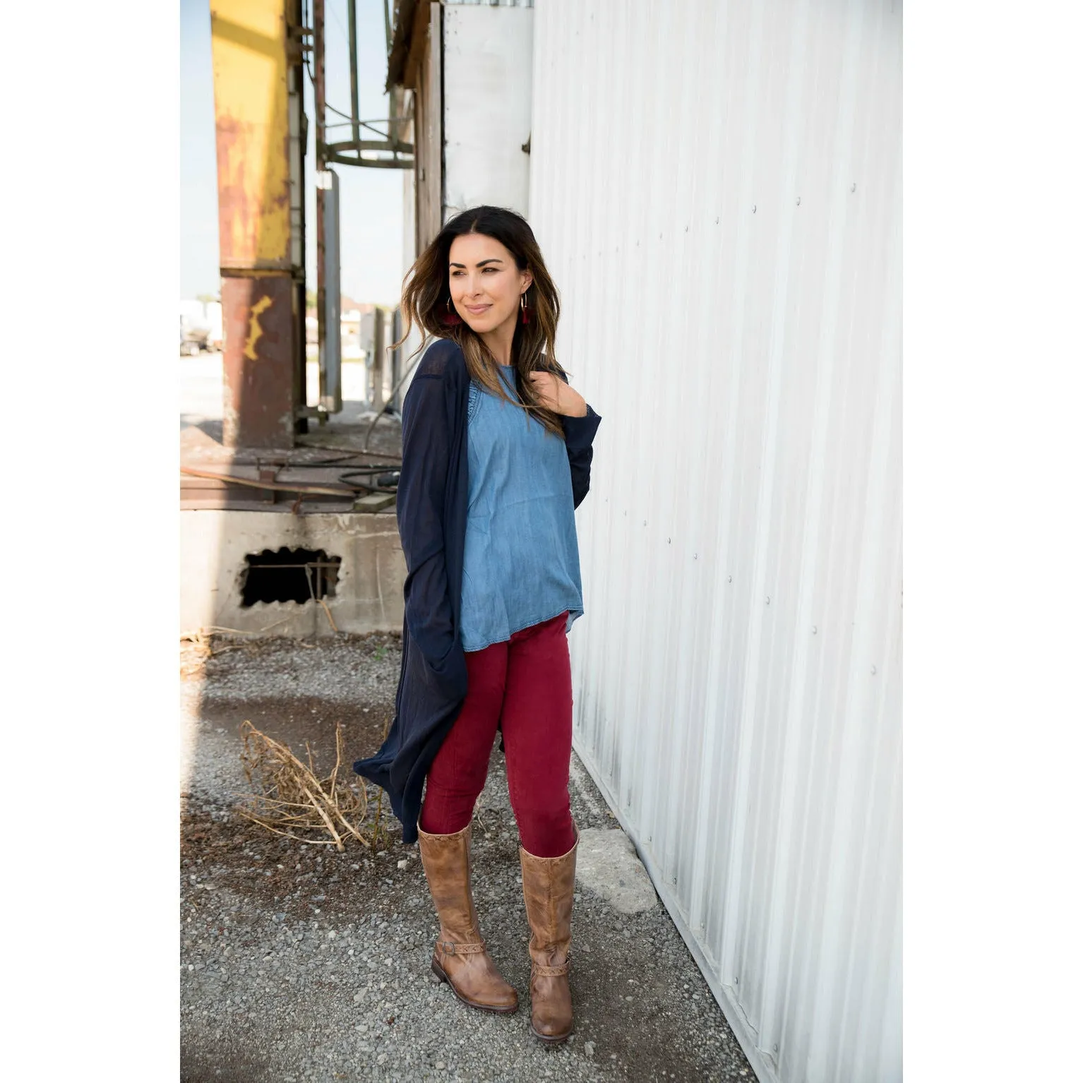 Denim Ruffle Tank