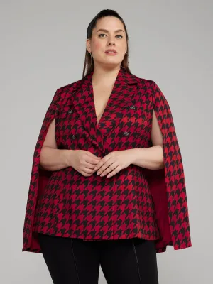 Fashion To Figure - Houndstooth Cape Blazer