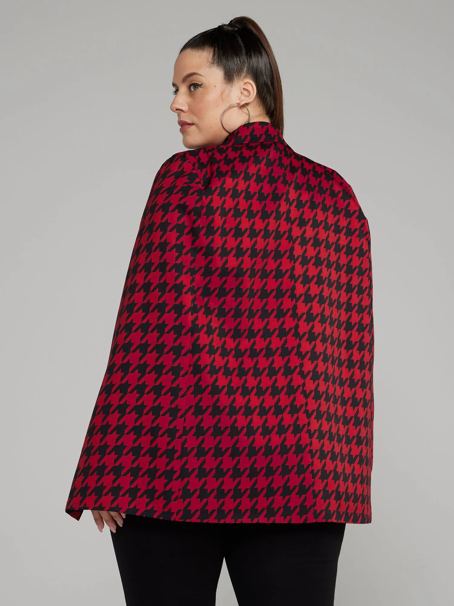 Fashion To Figure - Houndstooth Cape Blazer