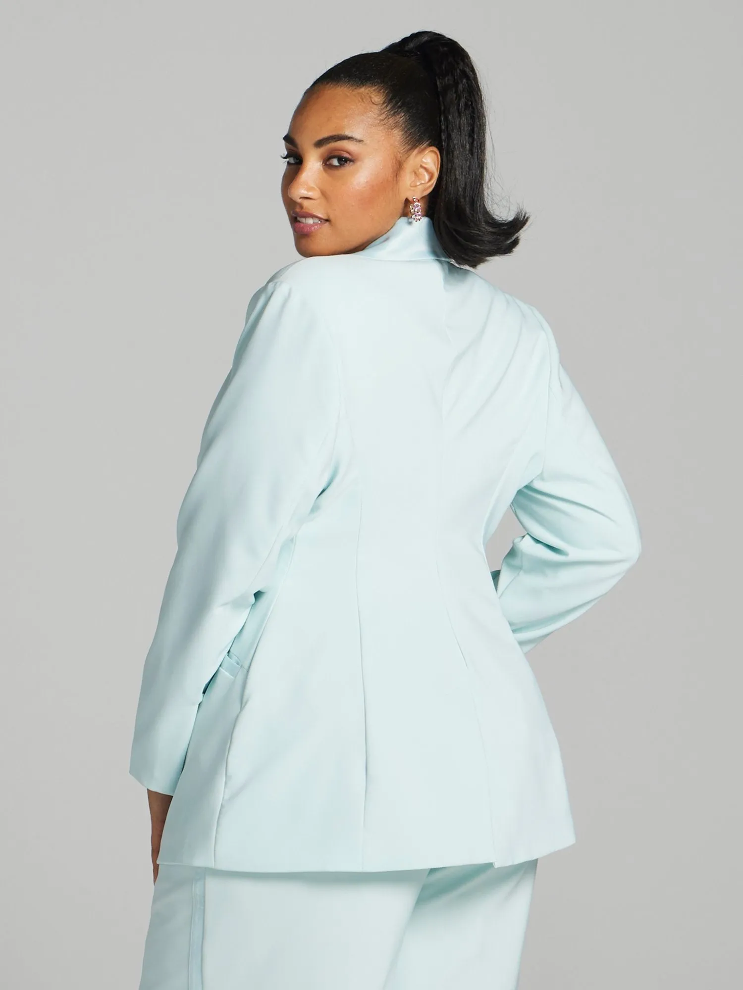 Fashion To Figure - Teagan Satin Trim Single-Breasted Blazer