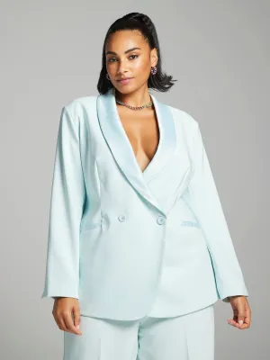 Fashion To Figure - Teagan Satin Trim Single-Breasted Blazer