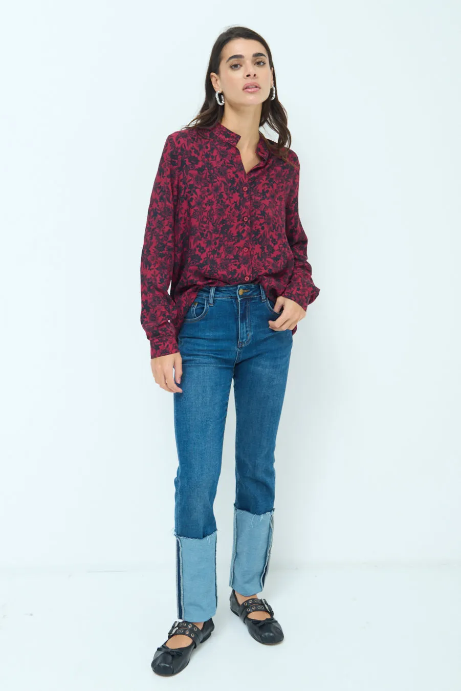 Floral print button-down shirt wholesale