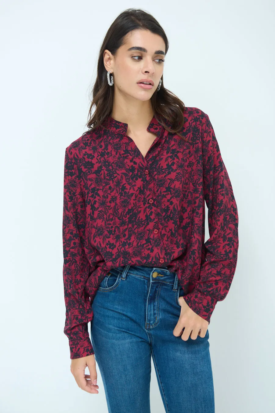 Floral print button-down shirt wholesale