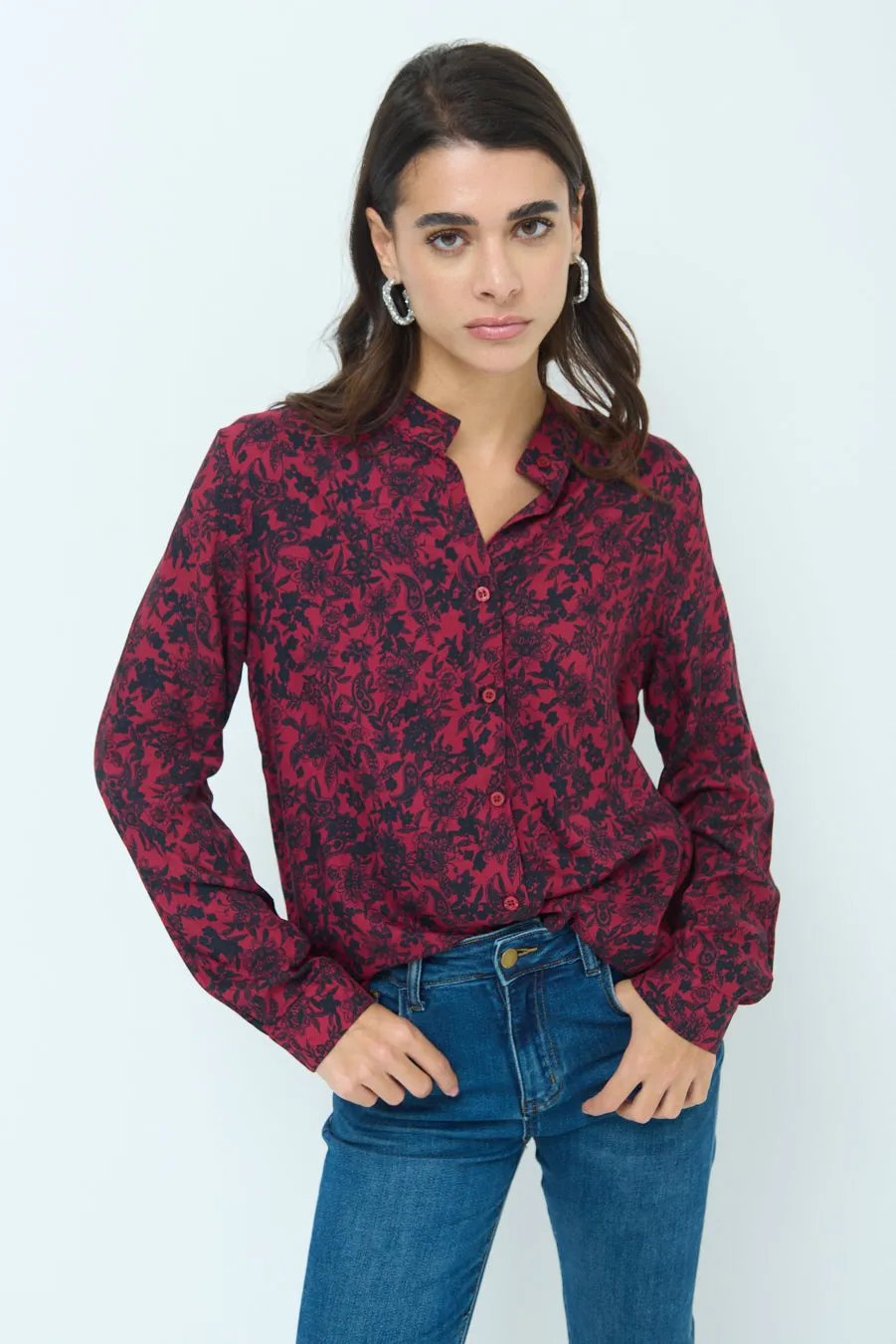 Floral print button-down shirt wholesale