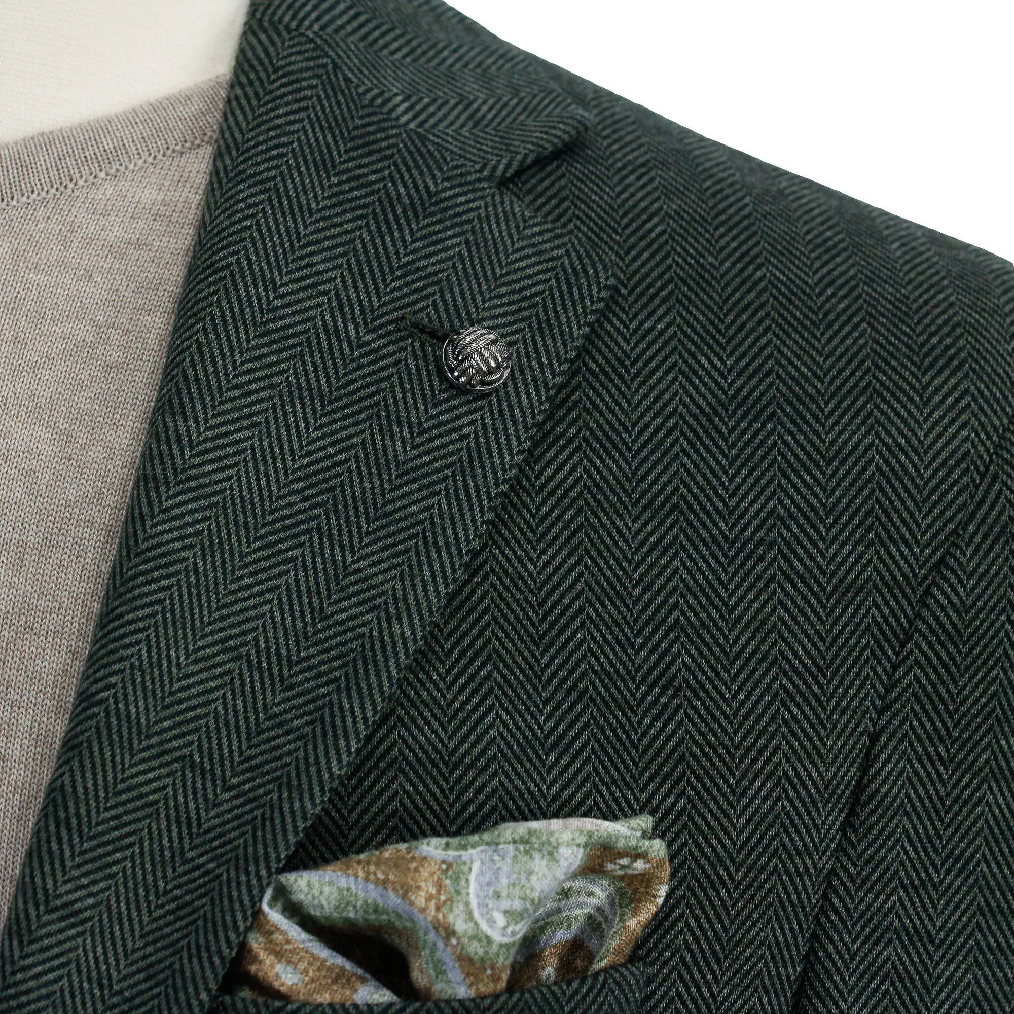 Forest Green Herringbone Loro Piana Knit Hartford Contemporary Fit Wool Sport Coat - Jack Victor