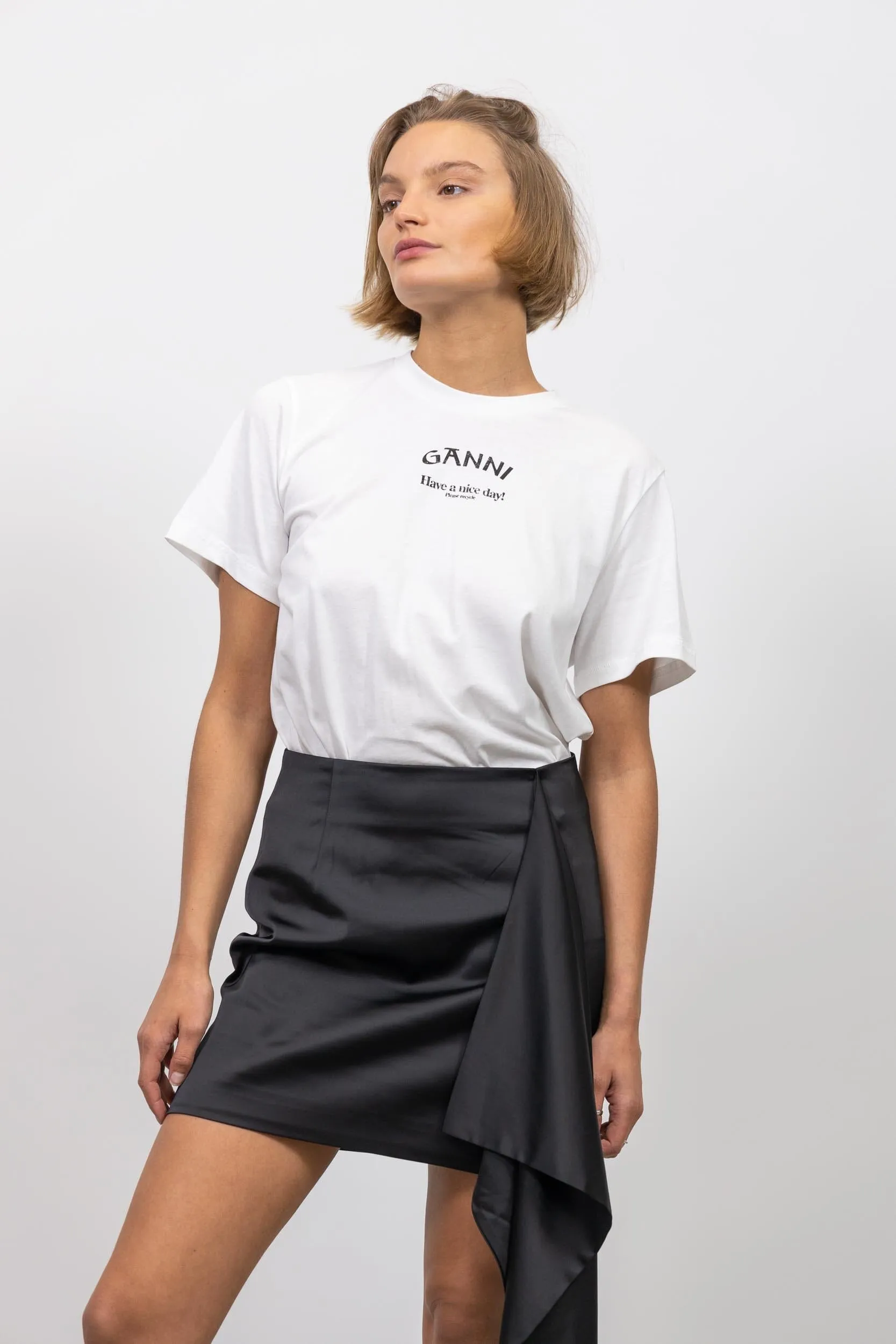 GANNI THIN JERSEY TSHIRT WITH RELAXED FIT