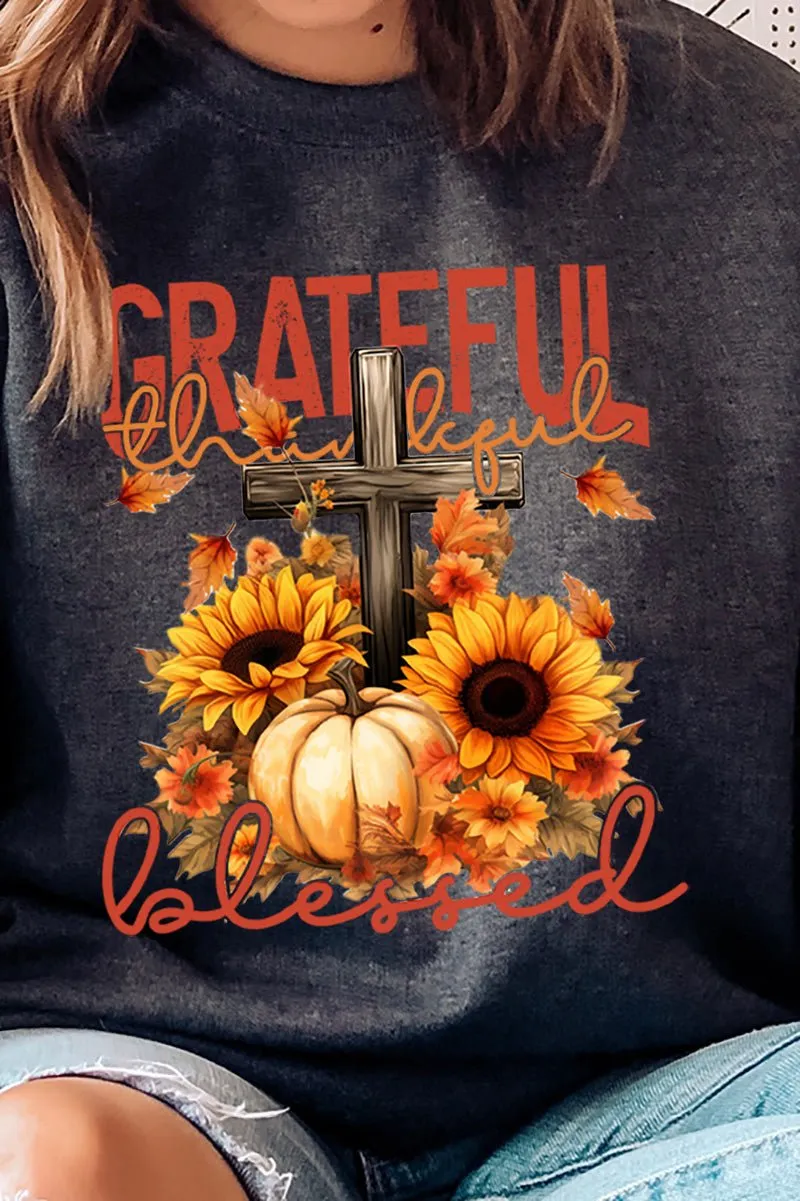 Grateful Thankful Blessed Harvest Heavy-weight Crew Sweatshirt