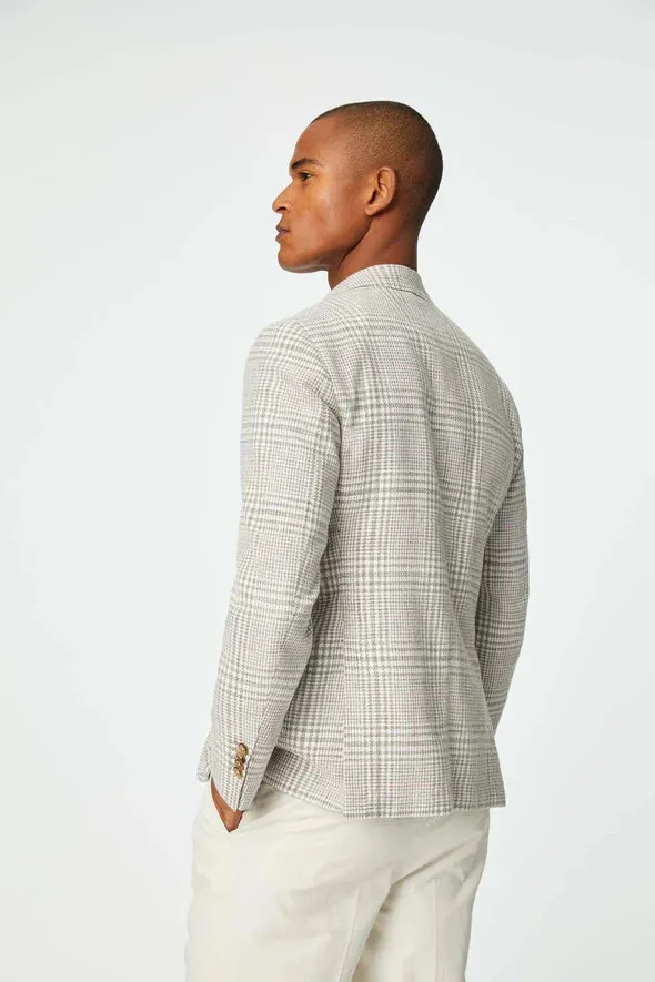 Gray Check Cotton Stretch Unconstructed Jacket - LBM 1911