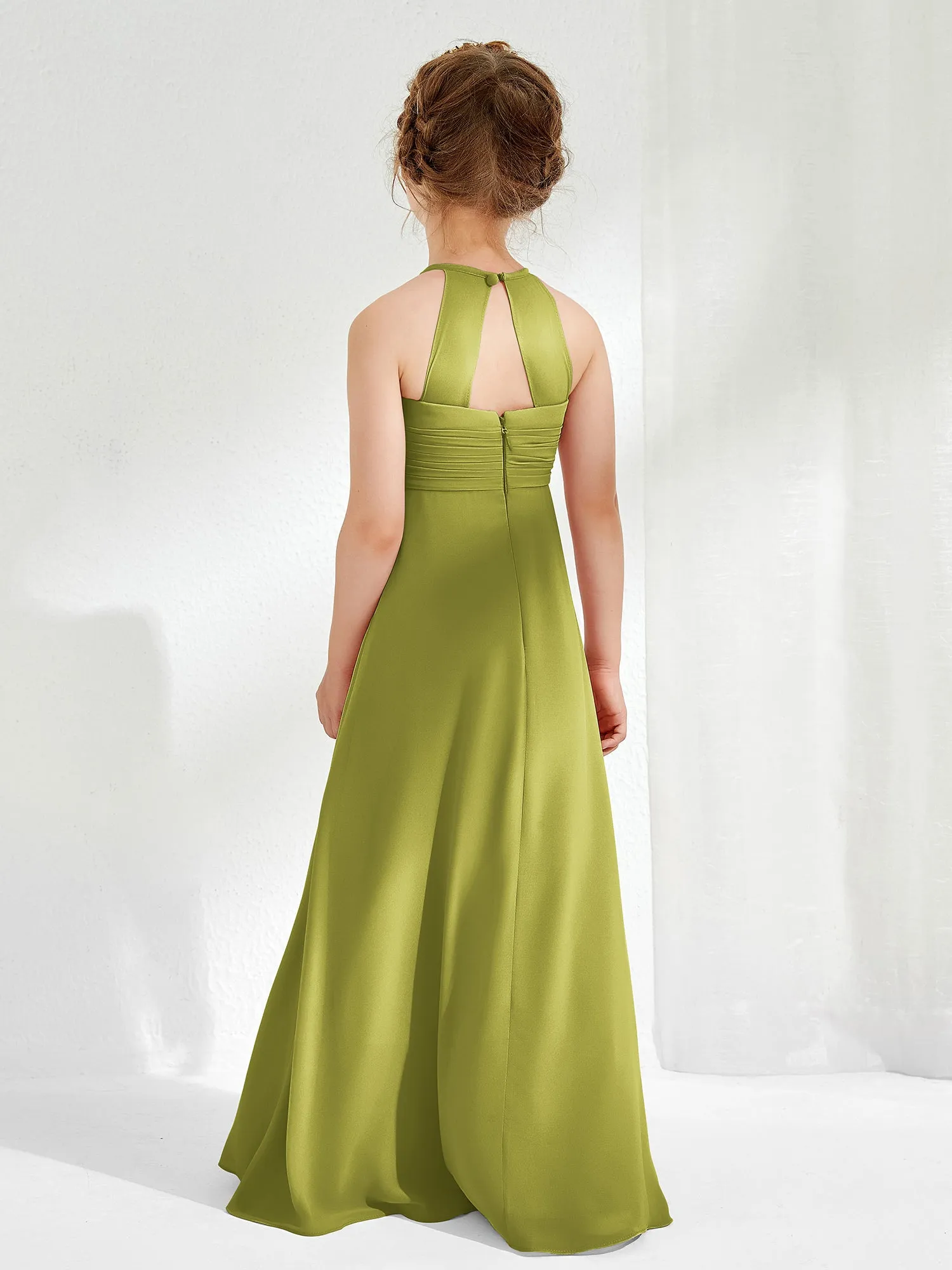 Halter Chiffon Junior Bridesmaid Dresses Clover