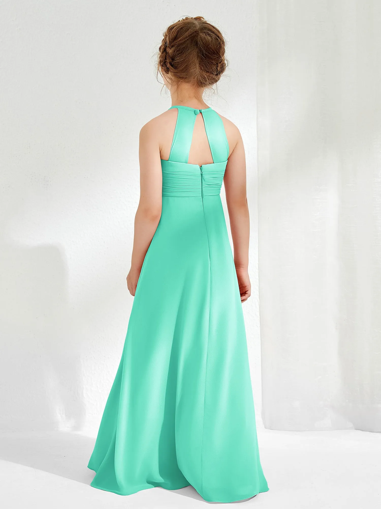 Halter Chiffon Junior Bridesmaid Dresses Spa