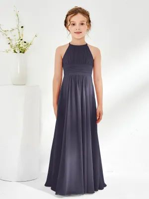 Halter Chiffon Junior Bridesmaid Dresses Stormy