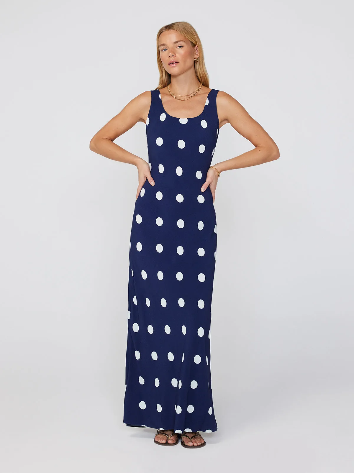 Hera Navy Polka Dot Dress