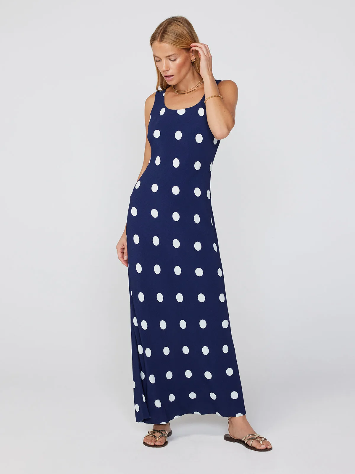 Hera Navy Polka Dot Dress