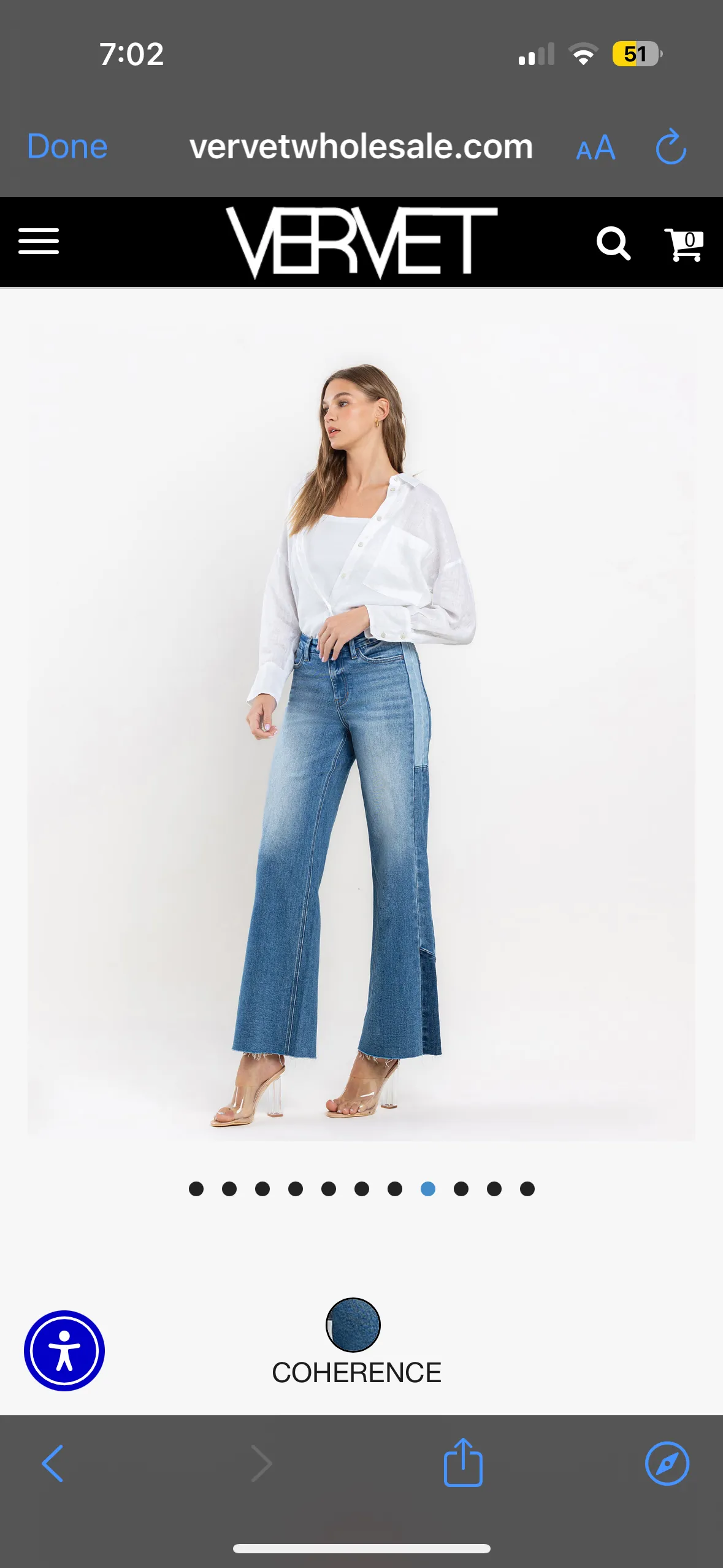 High Rise Wide Leg Jeans w/Side Contrast