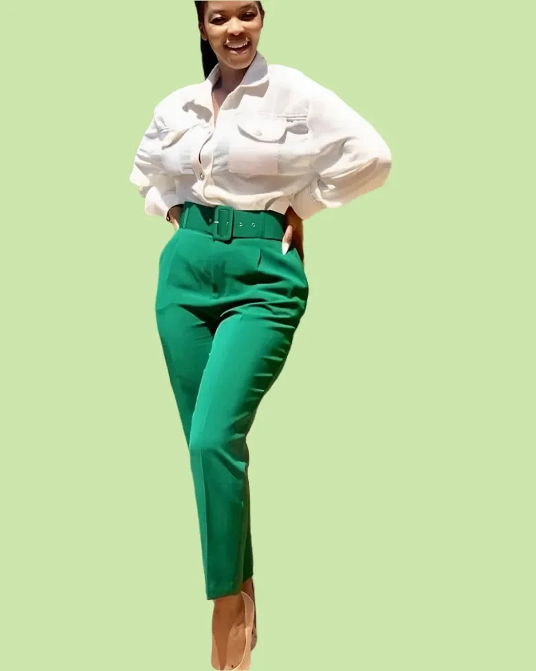 High Waisted Workwear Belted Pants