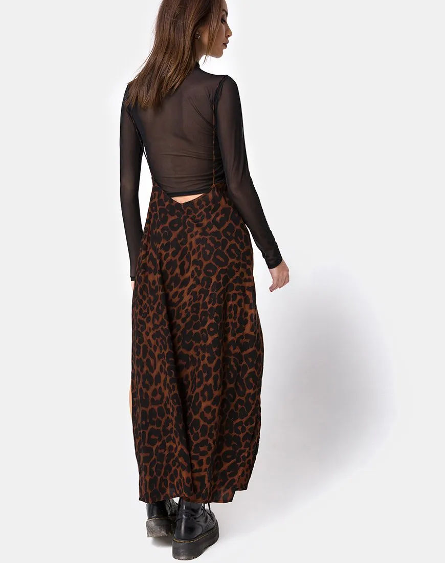 Hime Maxi Dress in Oversize Jaguar Brown