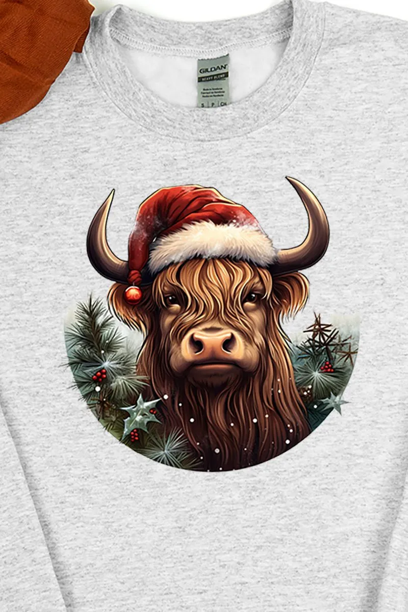 Holly Jolly Highland Cow Heavy-weight Crew Sweatshirt