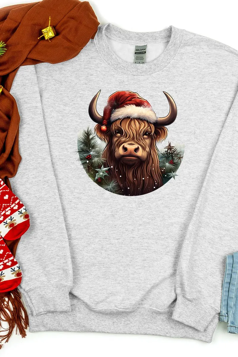 Holly Jolly Highland Cow Heavy-weight Crew Sweatshirt