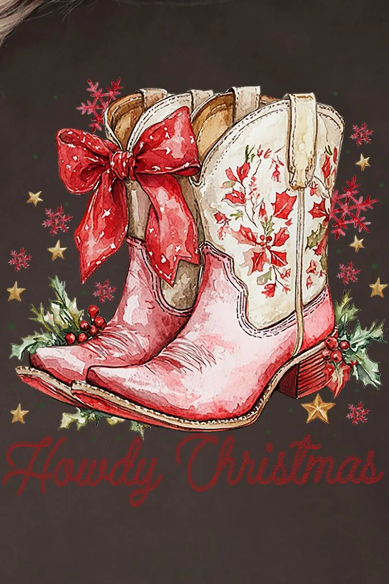 Howdy Christmas Coquette Boots Heavy-weight Crew Sweatshirt