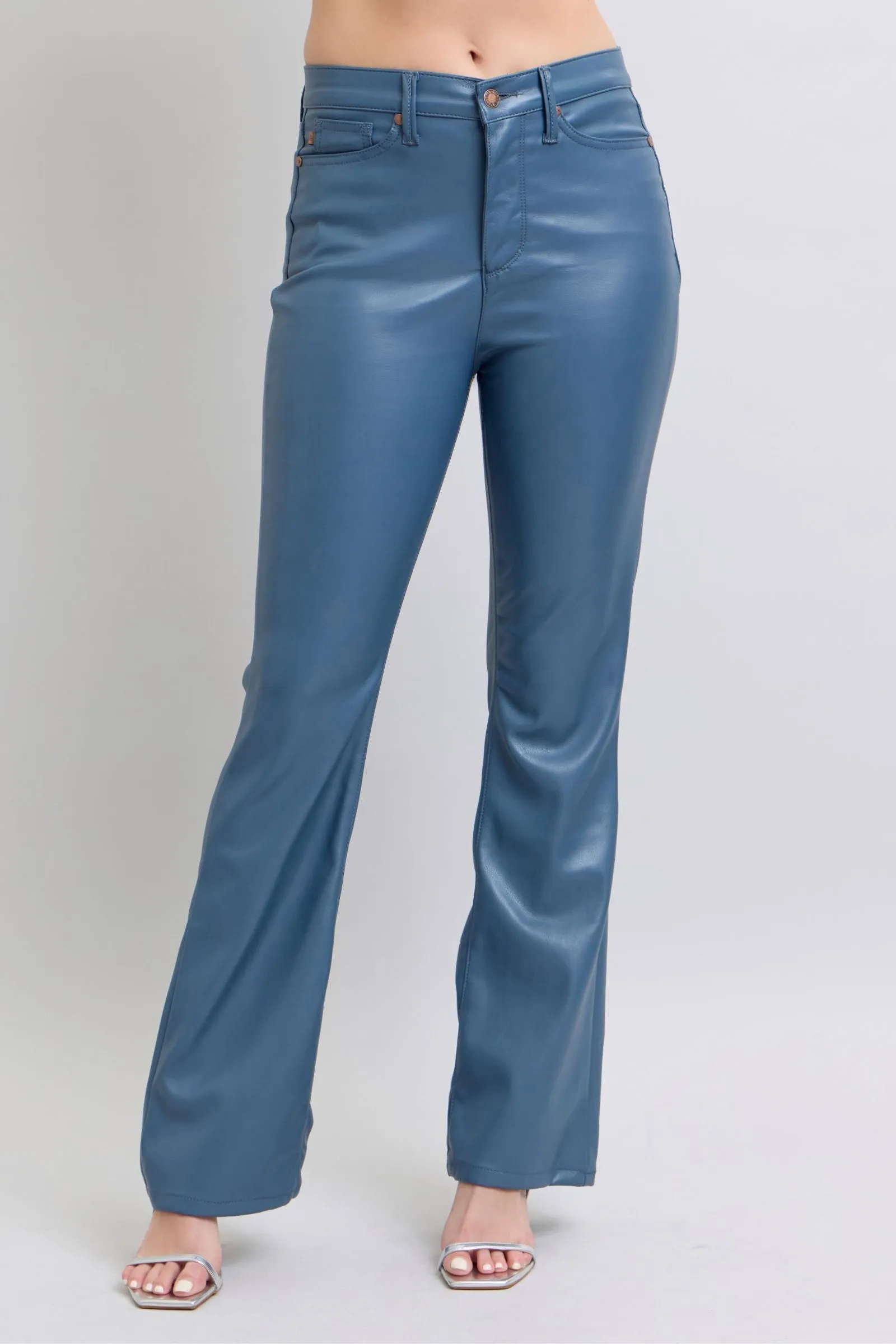 Judy Blue High Waist Tummy Control Blue Vegan Leather Bootcut Jeans