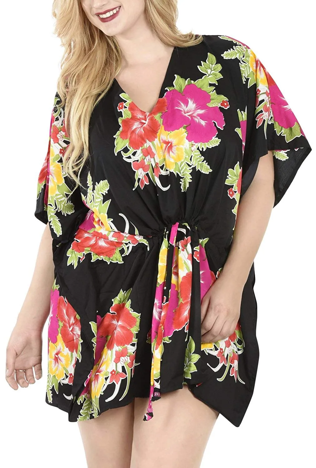 LA LEELA Women's Bikini Cover Up Dress Swim Beach Wear Caftan Swimsuit Printed