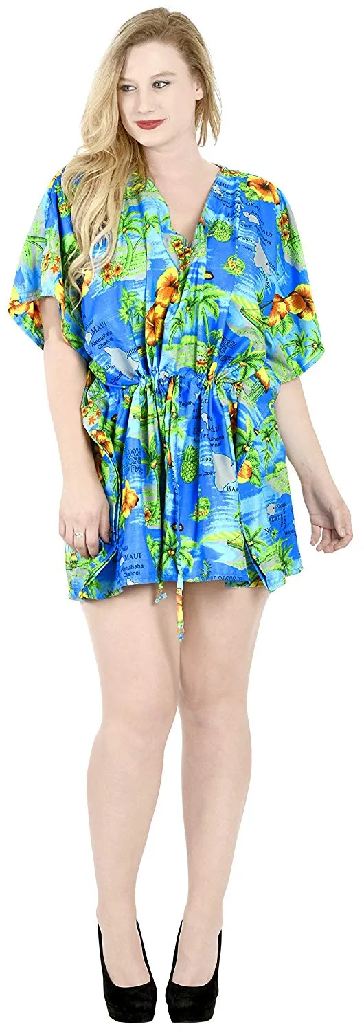 LA LEELA Women's Bikini Cover Up Dress Swim Beach Wear Caftan Swimsuit Printed