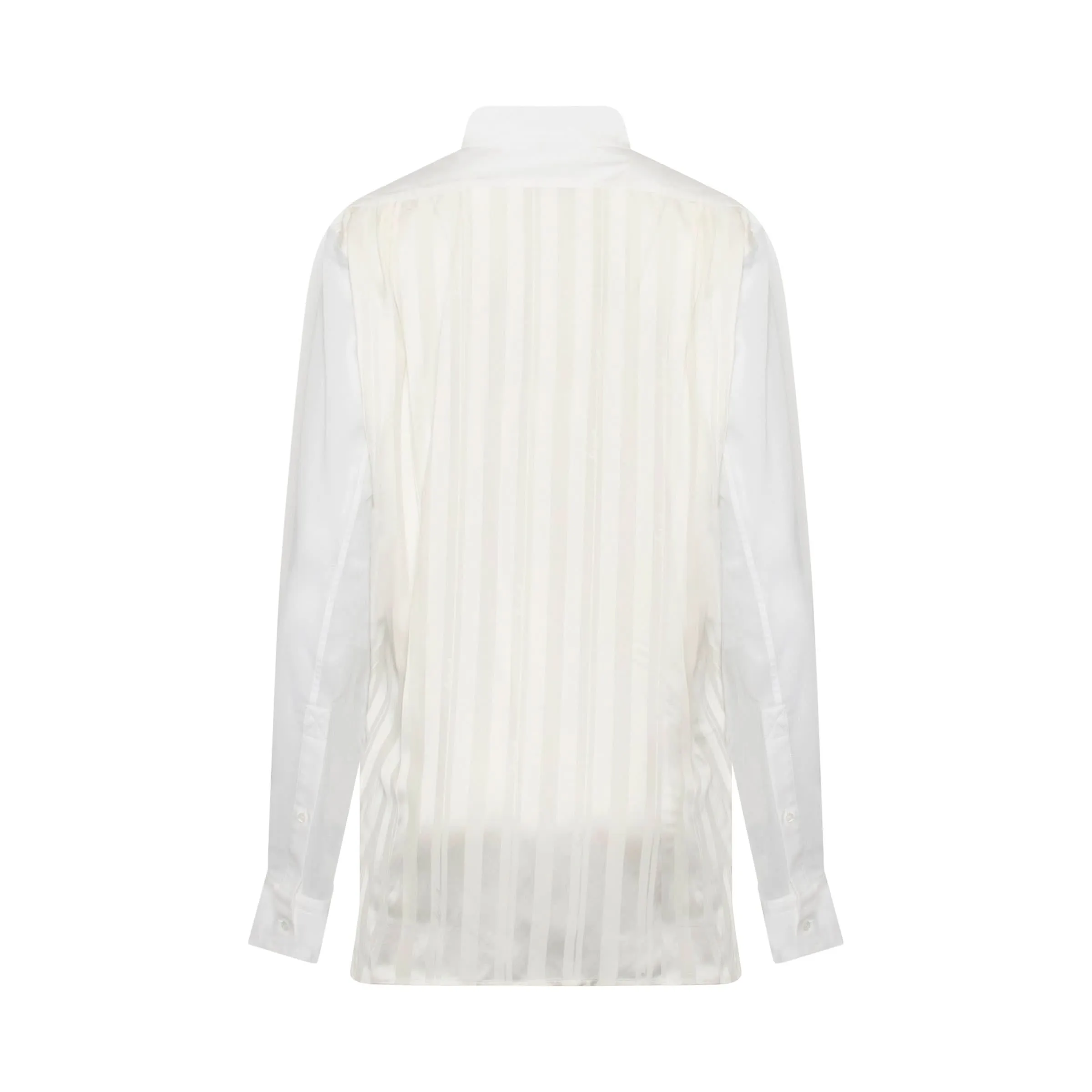 Lace Trim Asymetric Shirt in White