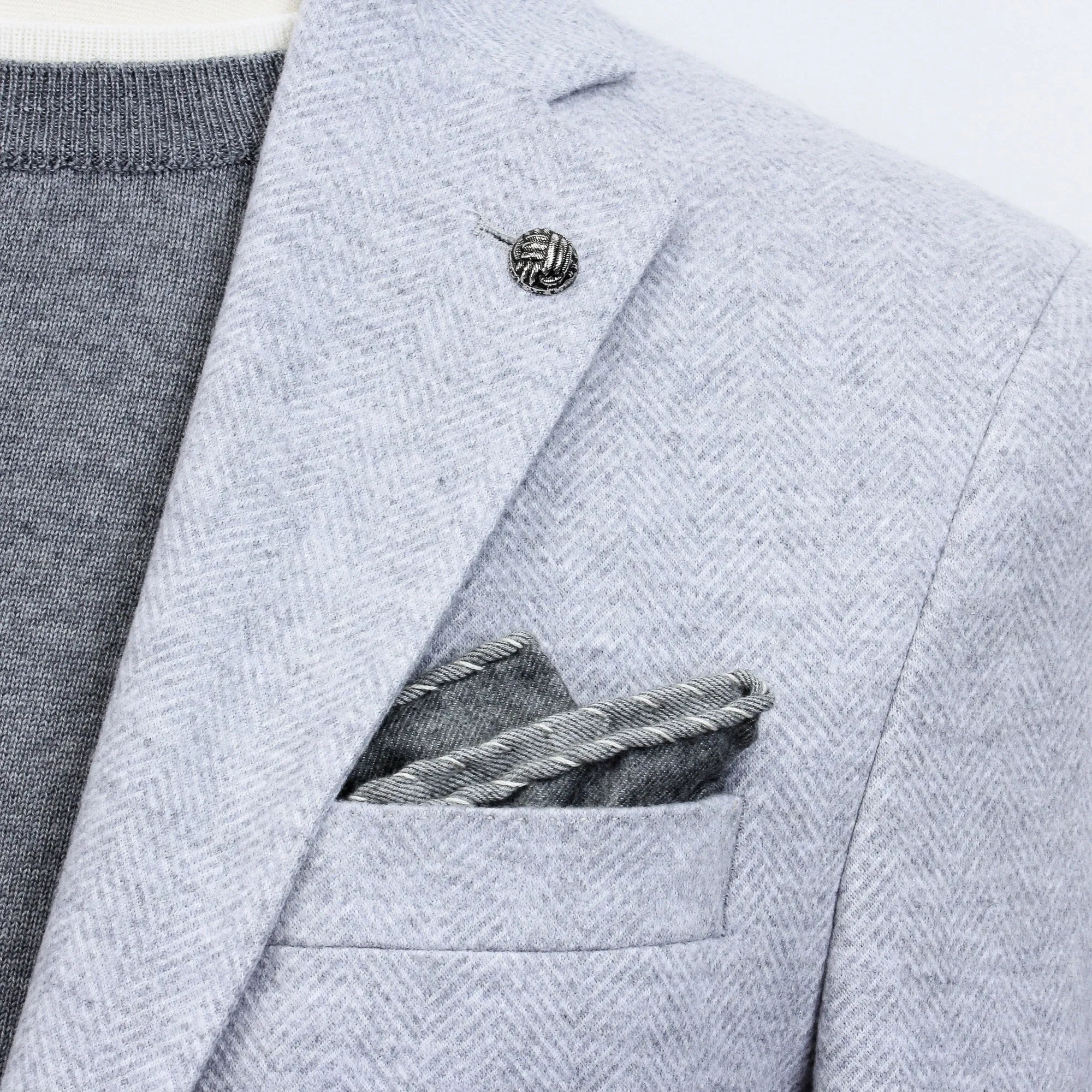 Light Gray Herringbone Wool-Cotton Hampton Contemporary Fit Jacket - Jack Victor